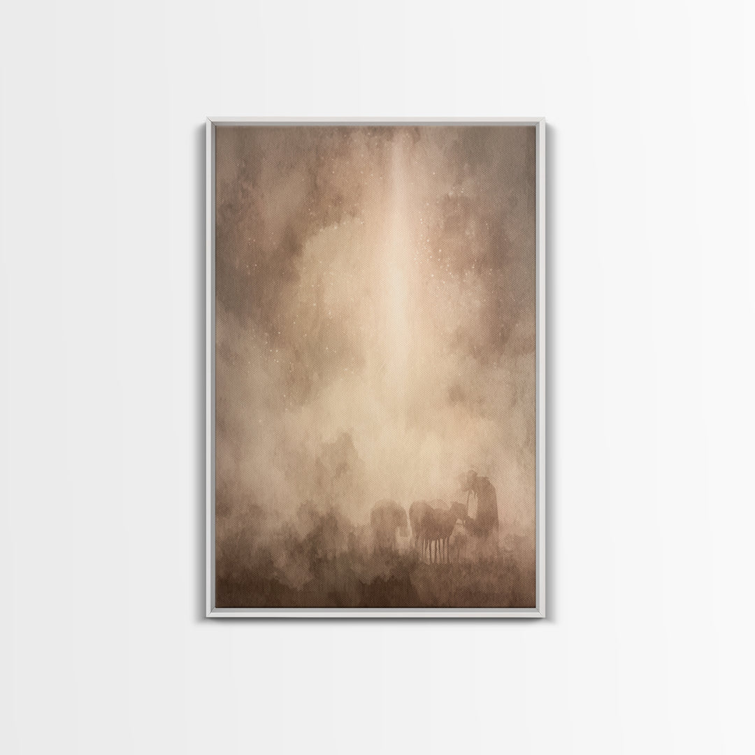 Silent Night Haze – Framed Canvas Print – Christian Art Canvas – Christian Wall Art – Moody Christian Art – Subtle Christian Art