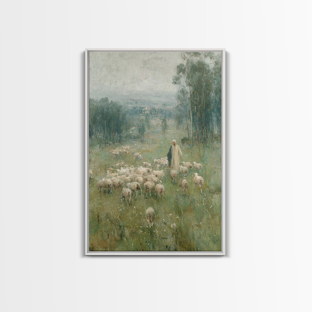 Pasture Of Hope – Framed Canvas Print – Christian Wall Art – Vintage Christian Art – Christian Art Canvas – Jesus Painting – Subtle Christi