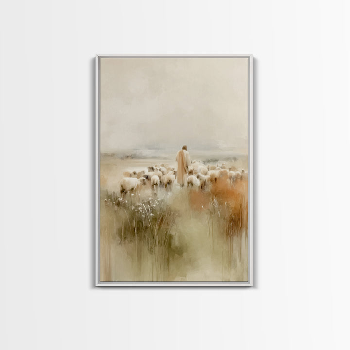 Graceful Guidance – Framed Canvas Print – Christian Art Canvas – Christian Wall Art – Minimalist Christian Art – Jesus Painting – Christian