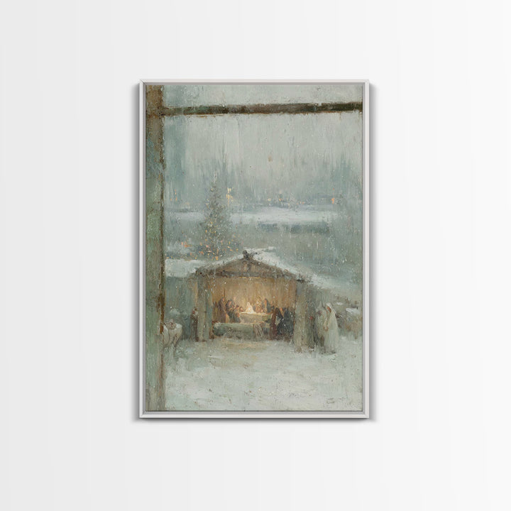 Holy Night Window – Framed Canvas Print – Christian Christmas Art – Christmas Wall Art – Framed Christmas Art – Christmas Art Prints – Chri