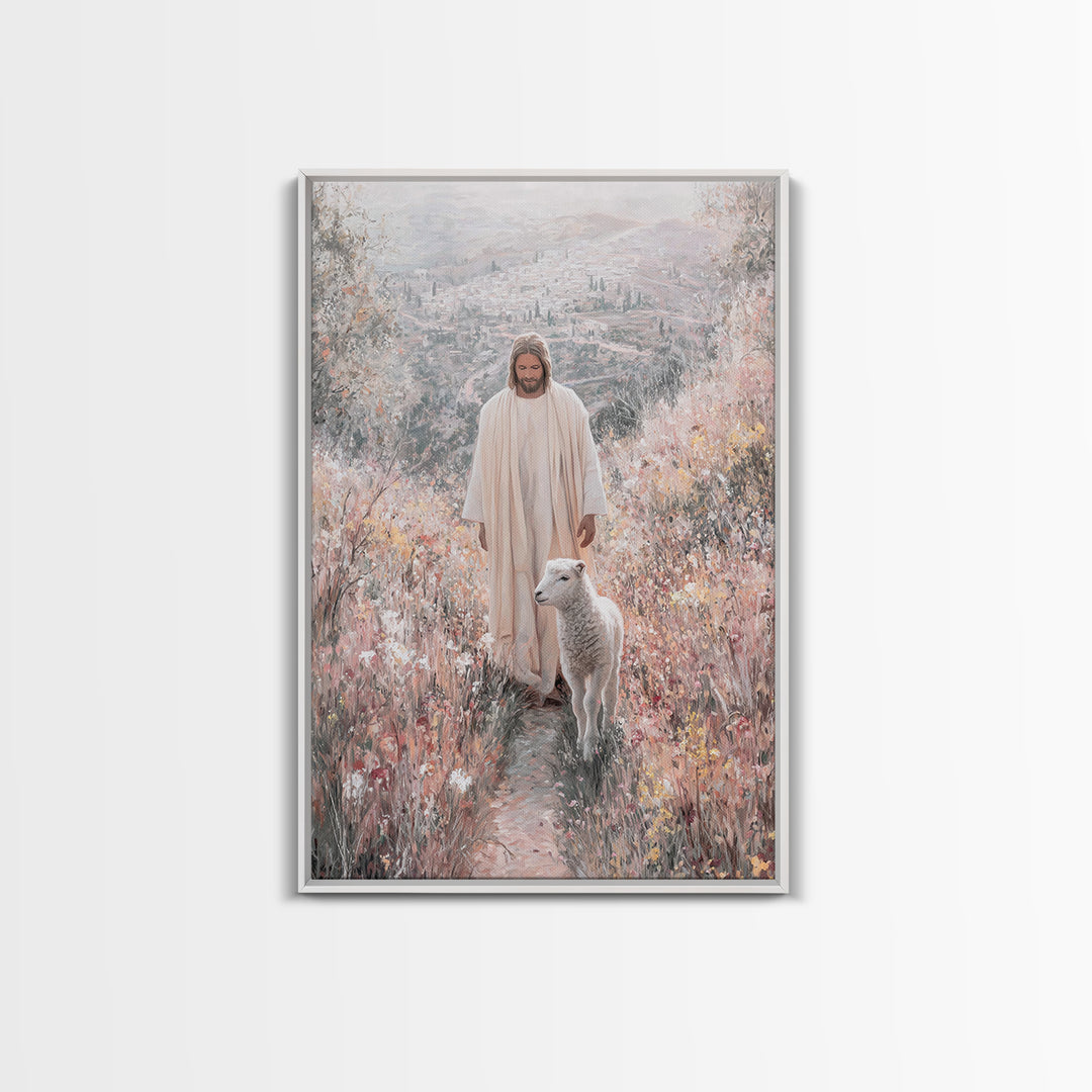 Garden of Light – Framed Canvas Print – Jesus Painting – Christian Wall Art – Christian Art Print – Christian Christmas Art