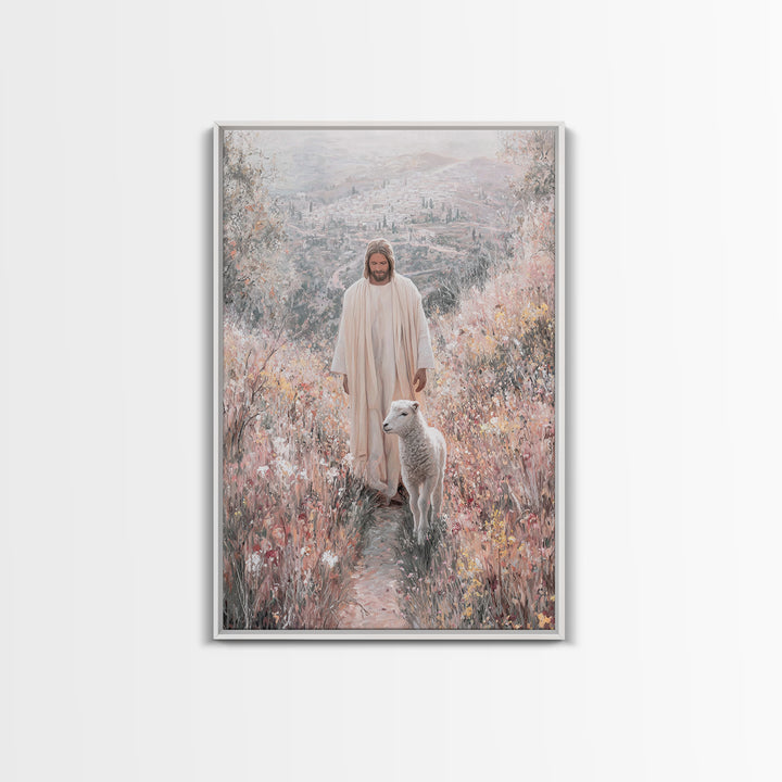 Garden of Light – Framed Canvas Print – Jesus Painting – Christian Wall Art – Christian Art Print – Christian Christmas Art