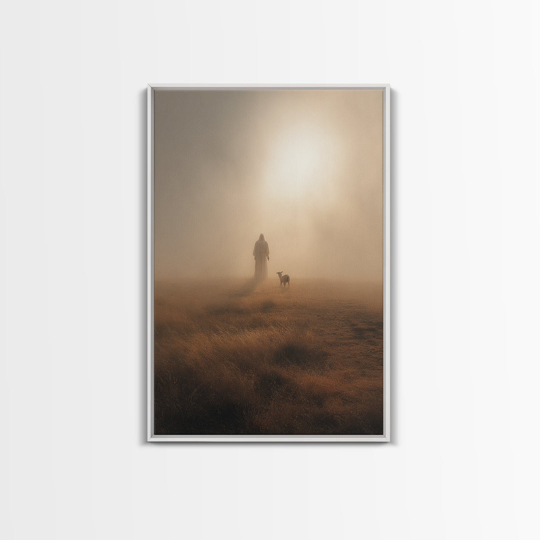 Golden Quiet Path – Framed Canvas Print – Christian Painting – Christian Art Canvas – Christian Wall Art – Subtle Christian Paintings