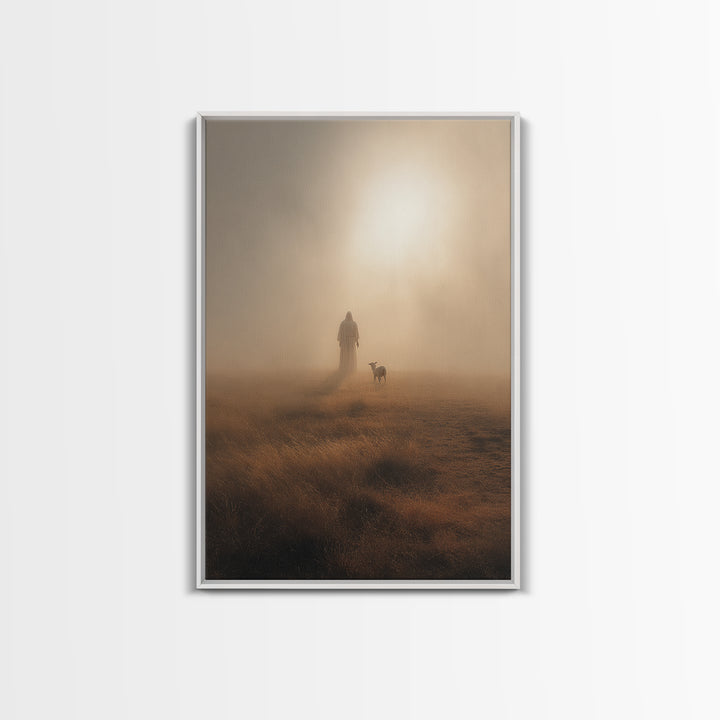 Golden Quiet Path – Framed Canvas Print – Christian Painting – Christian Art Canvas – Christian Wall Art – Subtle Christian Paintings