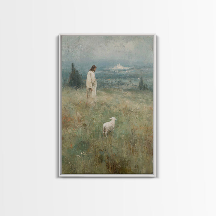 Valley of Stillness – Framed Canvas Print – Christian Wall Art – Christian Art Print – Jesus Painting – Vintage Christian Art