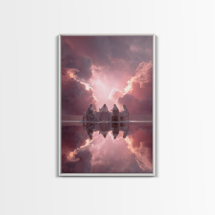 Heavenly Supper – Framed Canvas Print – Christian Wall Art – Christian Art Canvas – Christian Christmas Art – Unique Christian Art