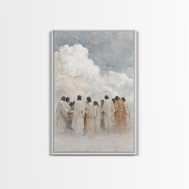 Sacred Gathering – Framed Canvas Print – Jesus Painting – Christian Art Canvas – Christian Wall Art – Modern Christian Art – Christmas Art