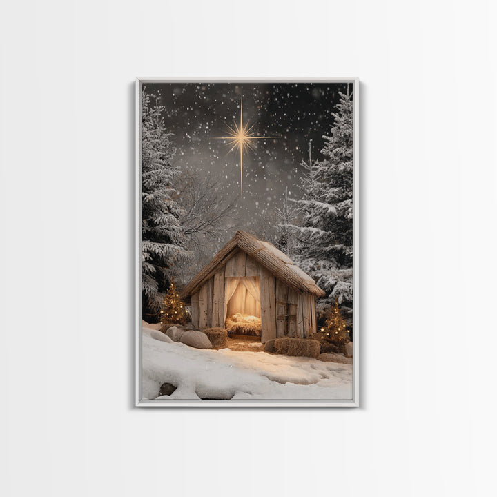 Silent Winter Nativity – Framed Canvas Print – Christian Art Canvas – Christian Christmas Art – Christian Wall Art – Christian Art – Jesus