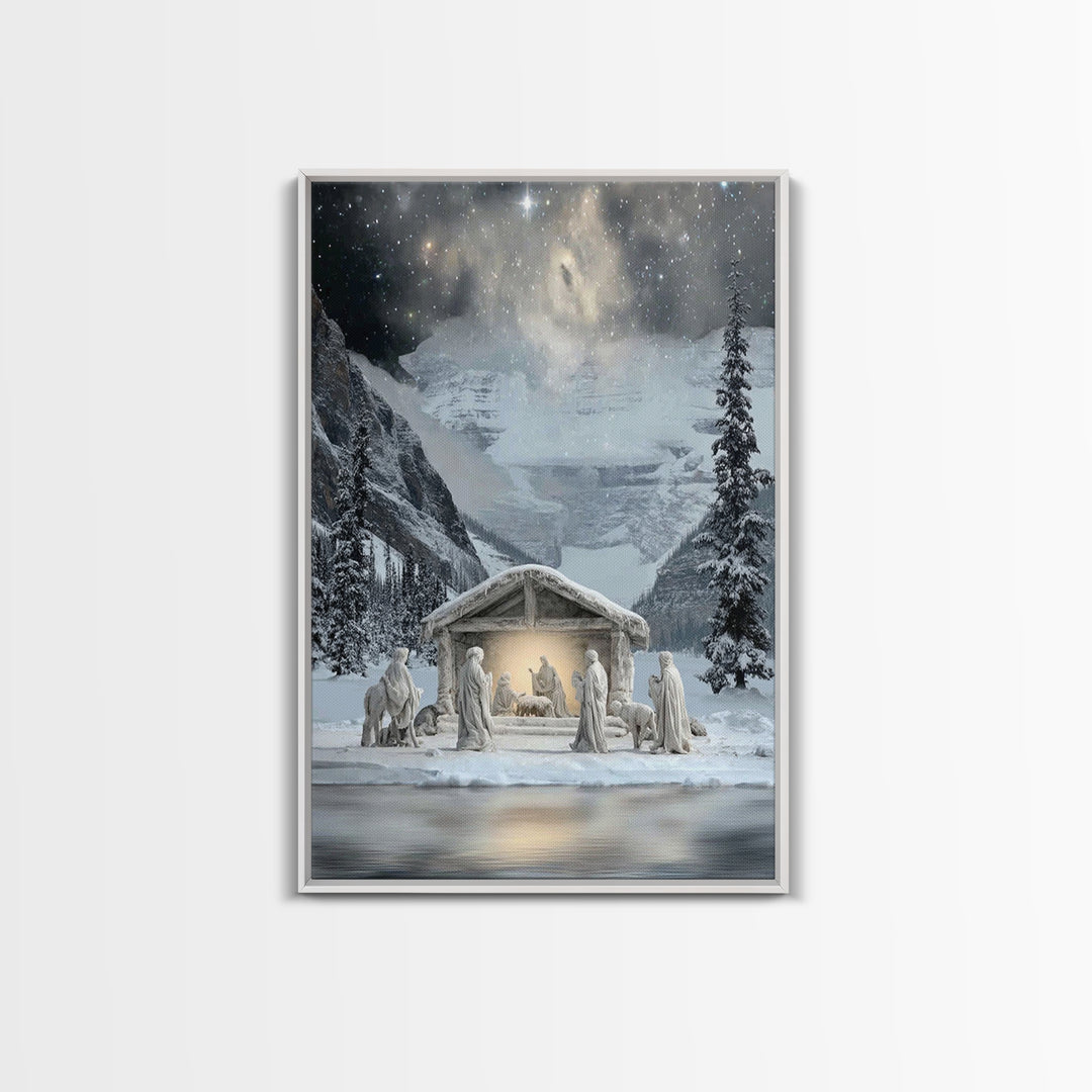 Shepherds In Stillness – Framed Canvas Print – Christian Christmas Art – Christian Art Canvas – Christian Art – Jesus Painting – Christian