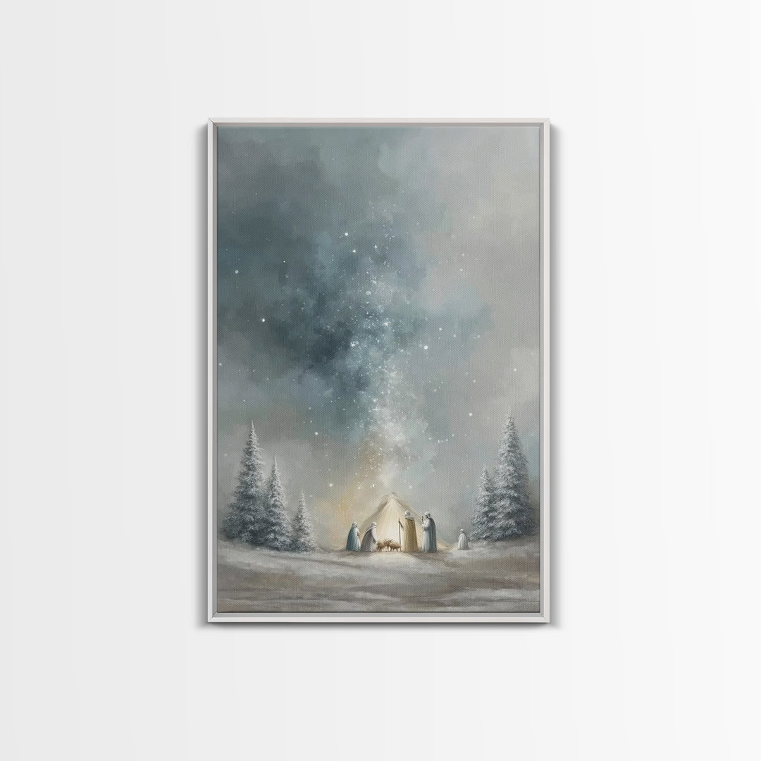 Guiding Star Arrival – Framed Canvas Print – Christian Wall Art – Jesus Painting – Christian Christmas Art – Christian Art Canvas – Christi