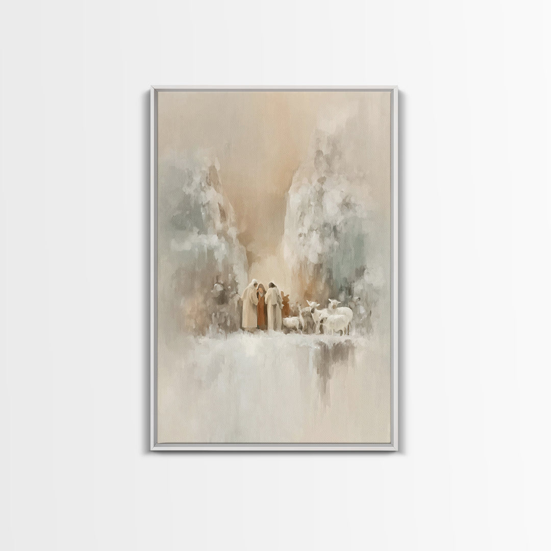 Peaceful Christmas Dawn – Framed Canvas Print – Jesus Painting – Christian Art Canvas – Christian Christmas Art – Christian Art – Christian