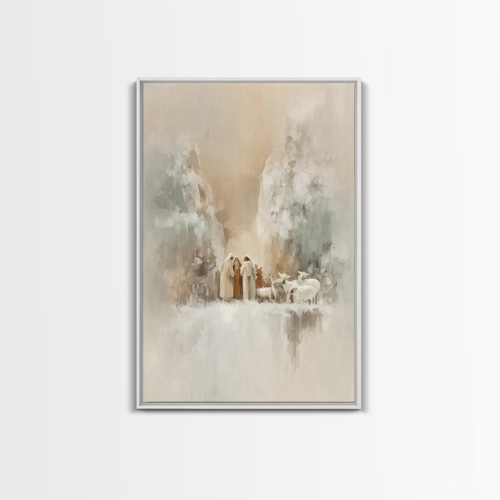 Peaceful Christmas Dawn – Framed Canvas Print – Jesus Painting – Christian Art Canvas – Christian Christmas Art – Christian Art – Christian