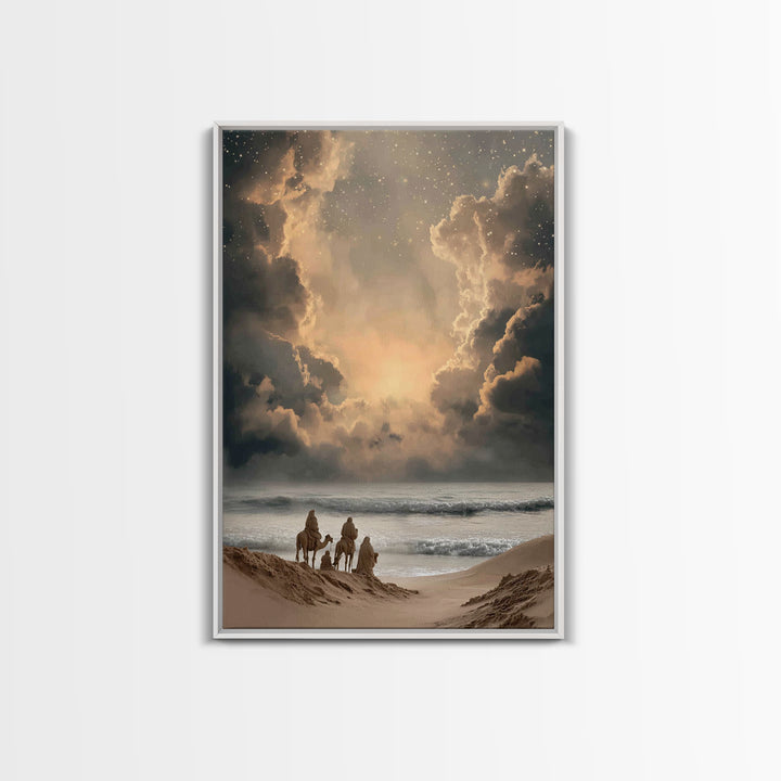 Desert Star Journey – Framed Canvas Print – Christian Wall Art – Christian Art Canvas – Christian Christmas Art – Jesus Painting – Christia