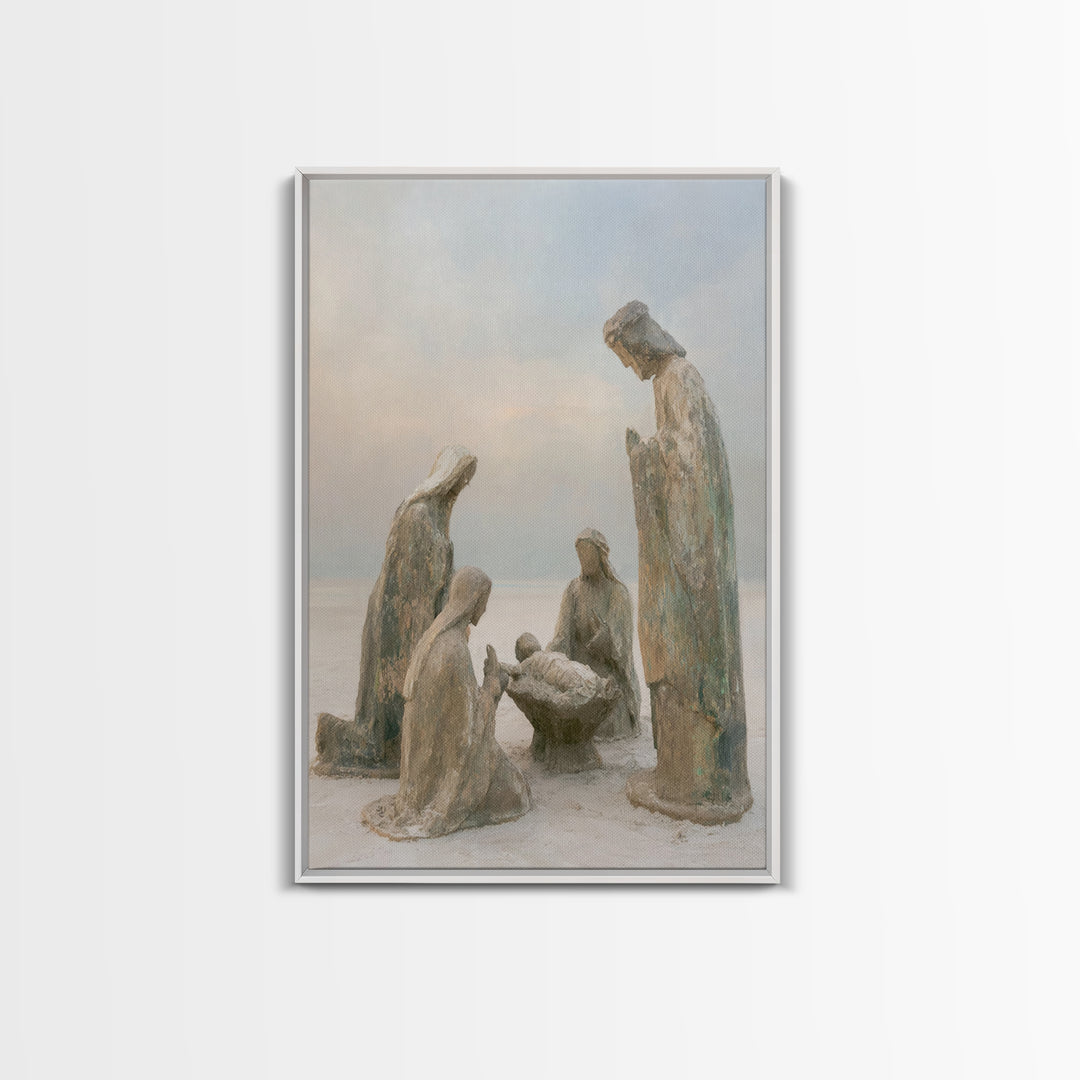 Humble Birth Scene – Framed Canvas Print – Jesus Painting – Christian Art – Christian Art Canvas – Christian Christmas Art – Christian Wall