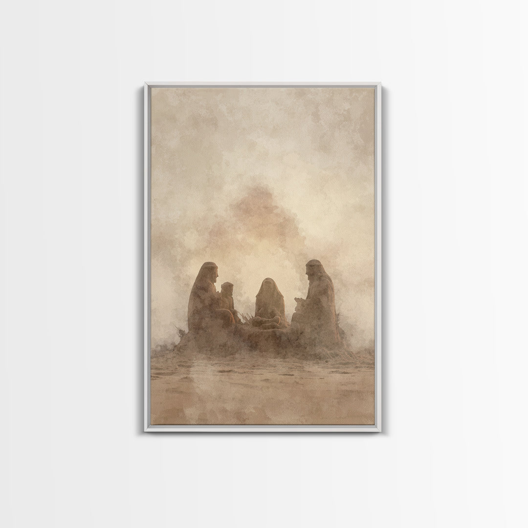 Sacred Sand Gathering – Framed Canvas Print – Christian Art – Christian Christmas Art – Christian Wall Art – Christian Art Canvas – Jesus P