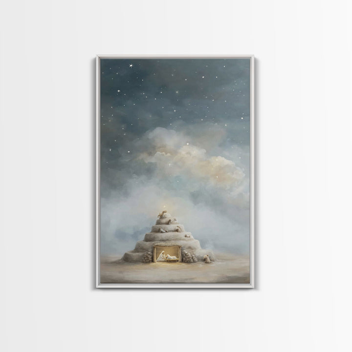 Heaven’s Quiet Watch – Framed Canvas Print – Christian Art Canvas – Christian Wall Art – Jesus Painting – Christian Christmas Art – Christi
