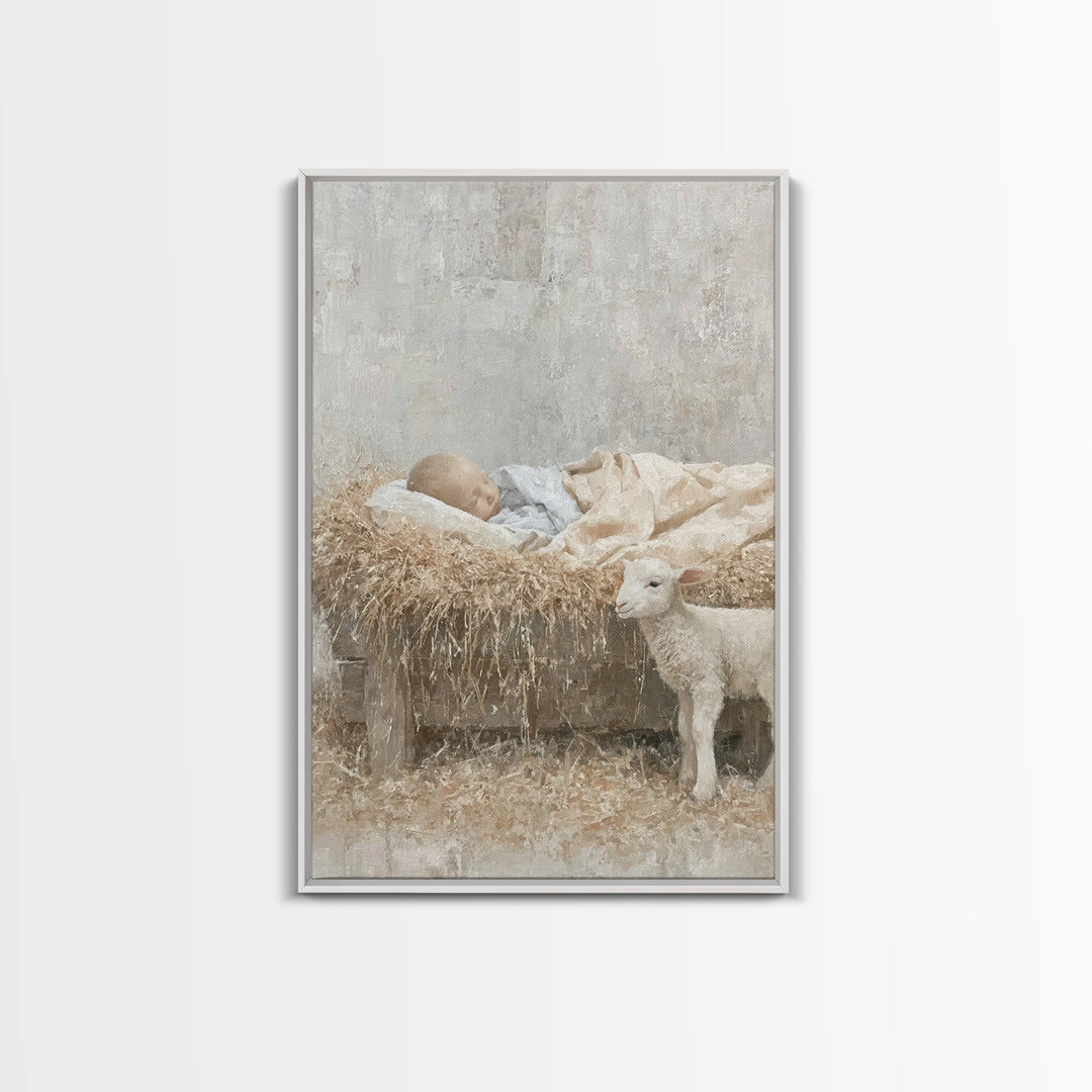 Warm Shepherd Glow – Framed Canvas Print – Christian Art – Christmas Art Framed – Jesus Painting Canvas – Christian Gift Ideas – Christian