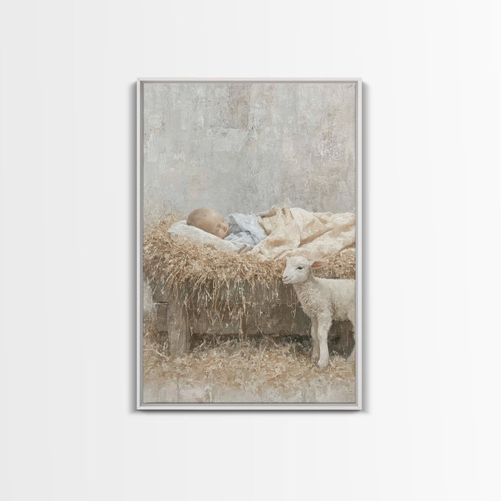 Warm Shepherd Glow – Framed Canvas Print – Christian Art – Christmas Art Framed – Jesus Painting Canvas – Christian Gift Ideas – Christian