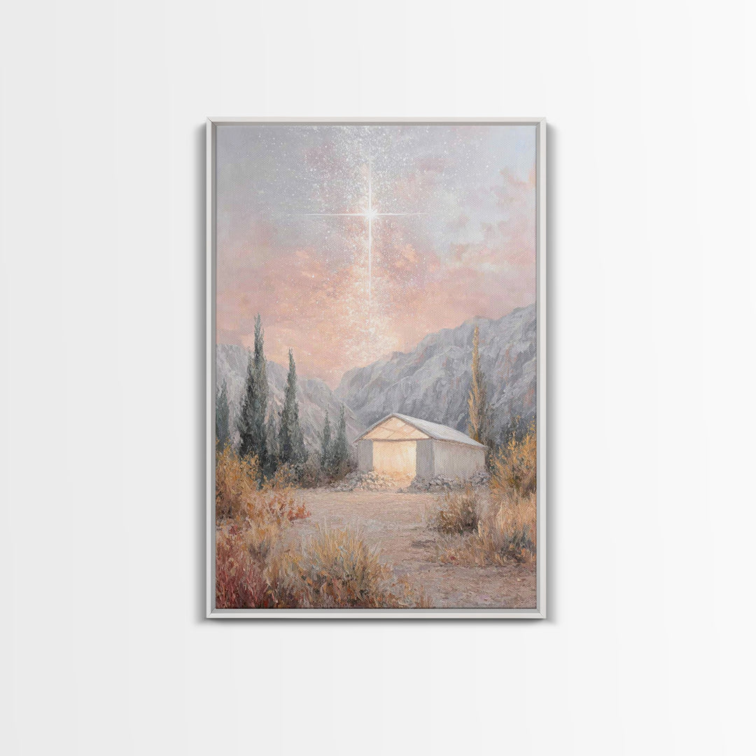 Blessed Shelter Star – Framed Canvas Print – Christian Art – Christmas Wall Art – Jesus Painting Canvas – Christian Christmas Art – Modern