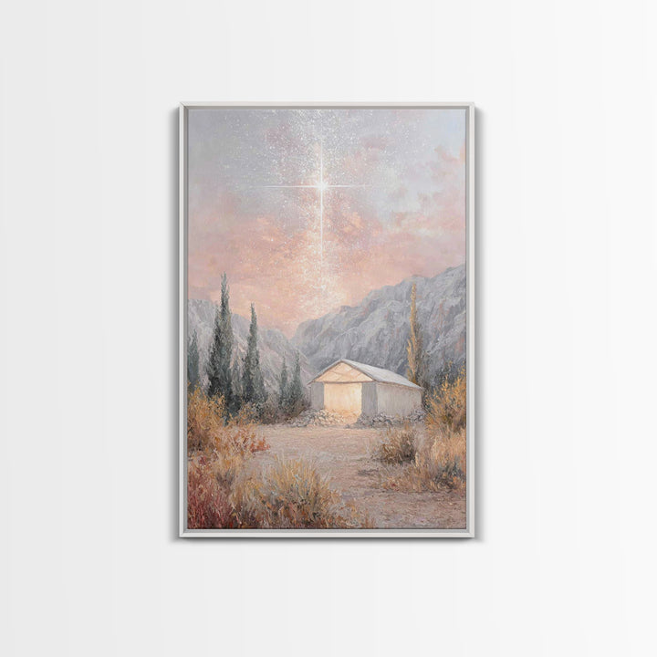 Blessed Shelter Star – Framed Canvas Print – Christian Art – Christmas Wall Art – Jesus Painting Canvas – Christian Christmas Art – Modern