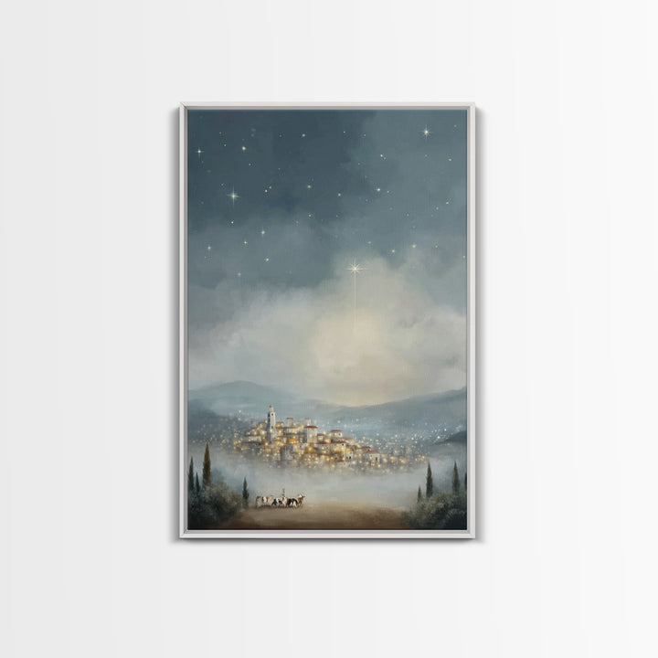 Bethlehem Star – Framed Canvas Print – Christmas Wall Art – Christian Christmas Art – Christian Art Canvas – Vintage Christmas Art