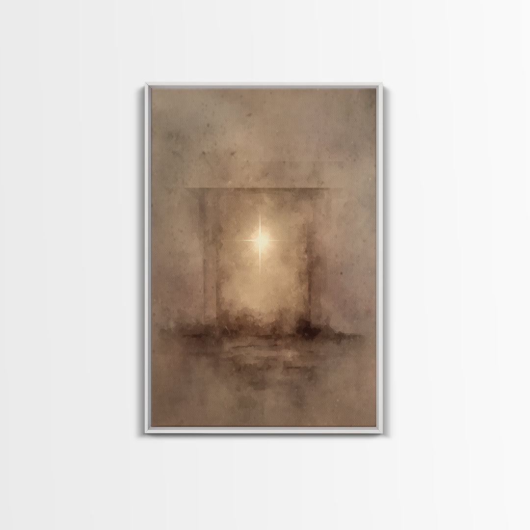 Heavenly Birth Glow – Framed Canvas Print – Christian Art Canvas – Christmas Art Framed – Christian Wall Art – Jesus Christmas Art – Christ