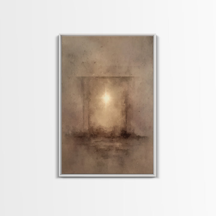 Heavenly Birth Glow – Framed Canvas Print – Christian Art Canvas – Christmas Art Framed – Christian Wall Art – Jesus Christmas Art – Christ