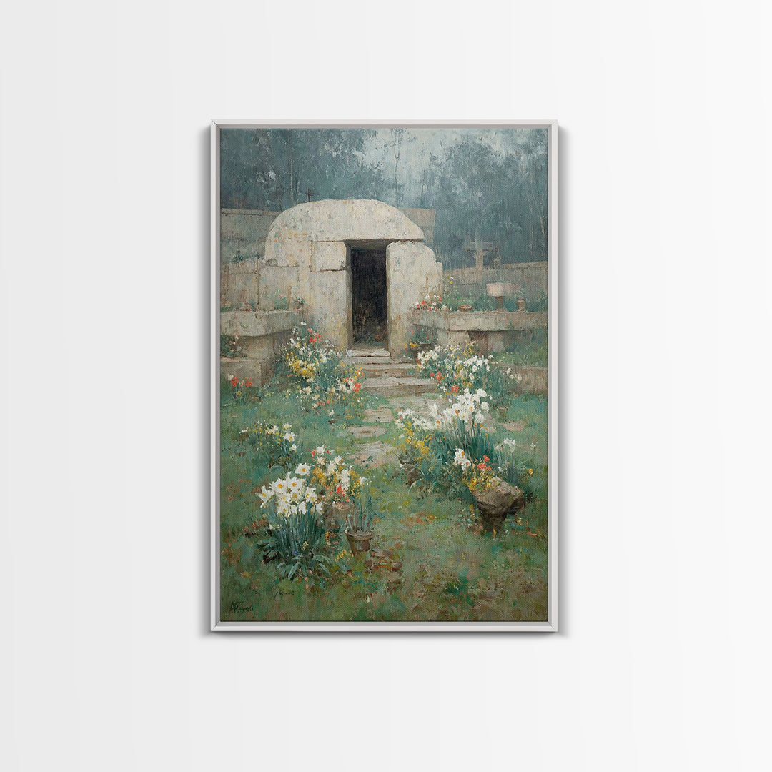 Sanctuary Bloom, Framed Canvas Print, Christian Art Painting, Christian Wall Art, Jesus Canvas Art, Vintage Christian Art