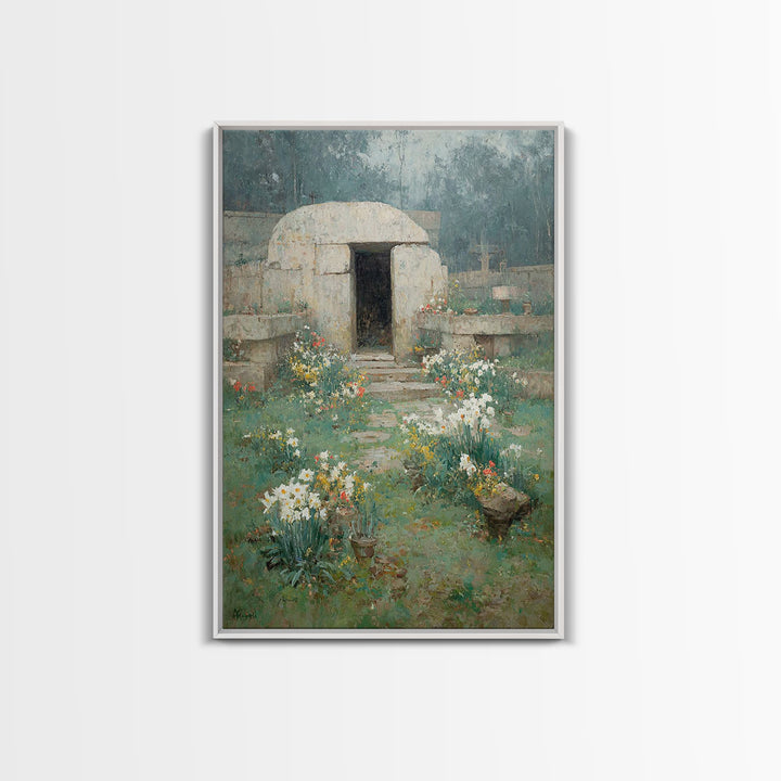 Sanctuary Bloom, Framed Canvas Print, Christian Art Painting, Christian Wall Art, Jesus Canvas Art, Vintage Christian Art