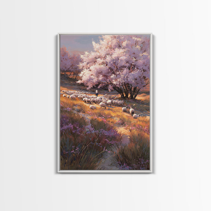 Shepherd’s Meadow, Framed Canvas Print, Christian Wall Art, Christian Art Canvas, Pastoral Christian Art, Christian Gift