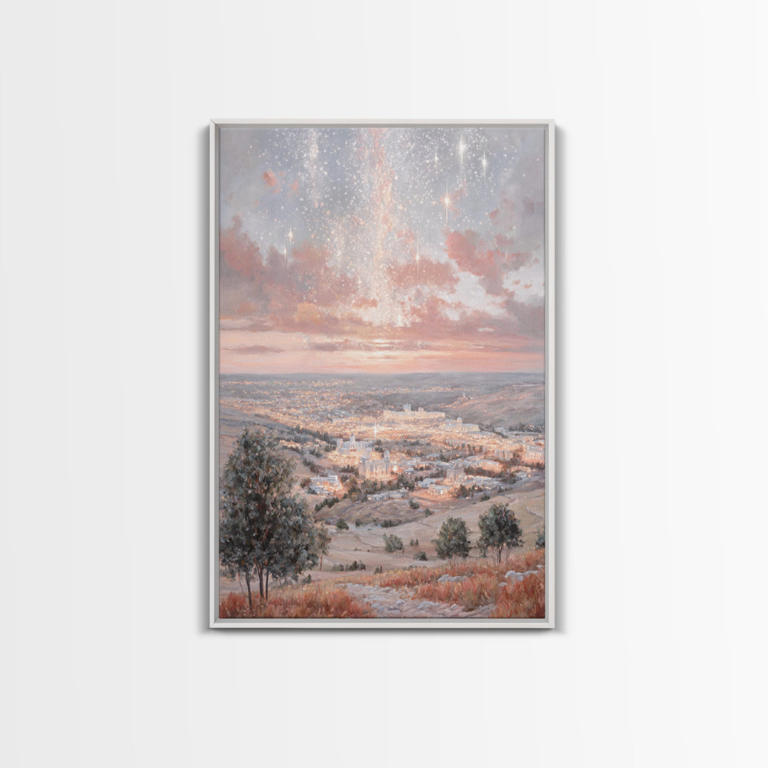 Starry Promise – Framed Canvas Print – Christian Christmas Decor – Christian Art Canvas – Moody Christmas Art – Christian Wall Art