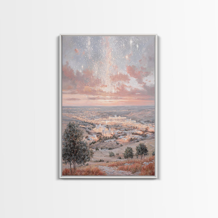Starry Promise – Framed Canvas Print – Christian Christmas Decor – Christian Art Canvas – Moody Christmas Art – Christian Wall Art