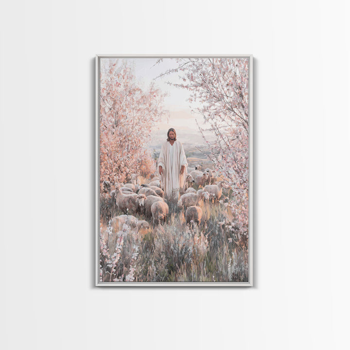 Gentle Shepherd – Framed Canvas Print – Christian Wall Art – Jesus Painting – Christian Art Canvas – Christian Home Decor