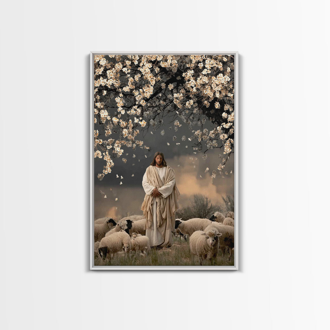 Blossoms Of Mercy – Framed Canvas Print – Christian Wall Art – Jesus Painting – Christian Art Canvas – Christian Gift Ideas