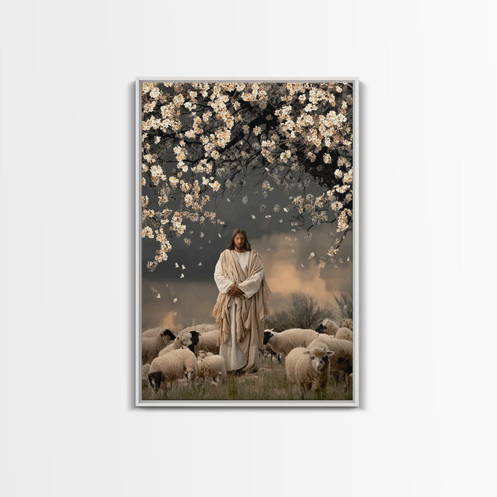 Blossoms Of Mercy – Framed Canvas Print – Christian Wall Art – Jesus Painting – Christian Art Canvas – Christian Gift Ideas