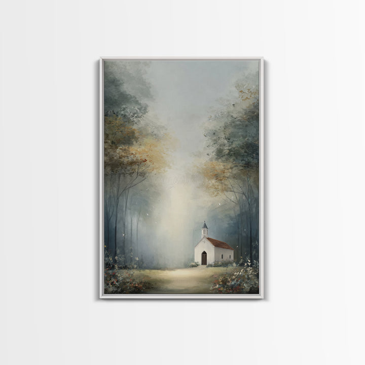 Blossoming Chapel | Framed Canvas Print | Christian Art Canvas | Christian Wall Art | Christian Decor | Modern Christian Art