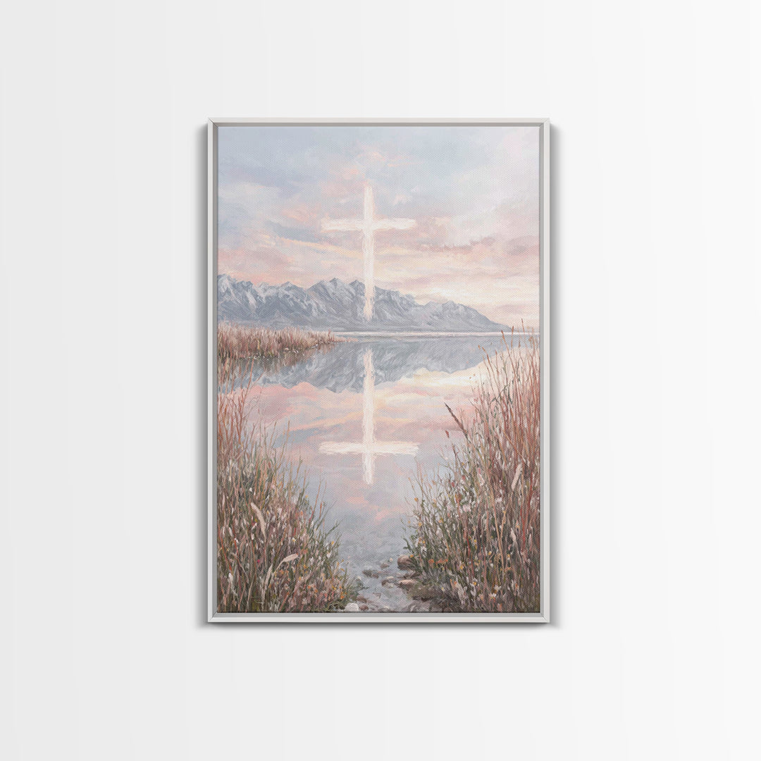 Morning Glory Cross – Framed Canvas Print – Christian Christmas Art – Christian Wall Art – Christian Art Canvas – Christian Decor For Home