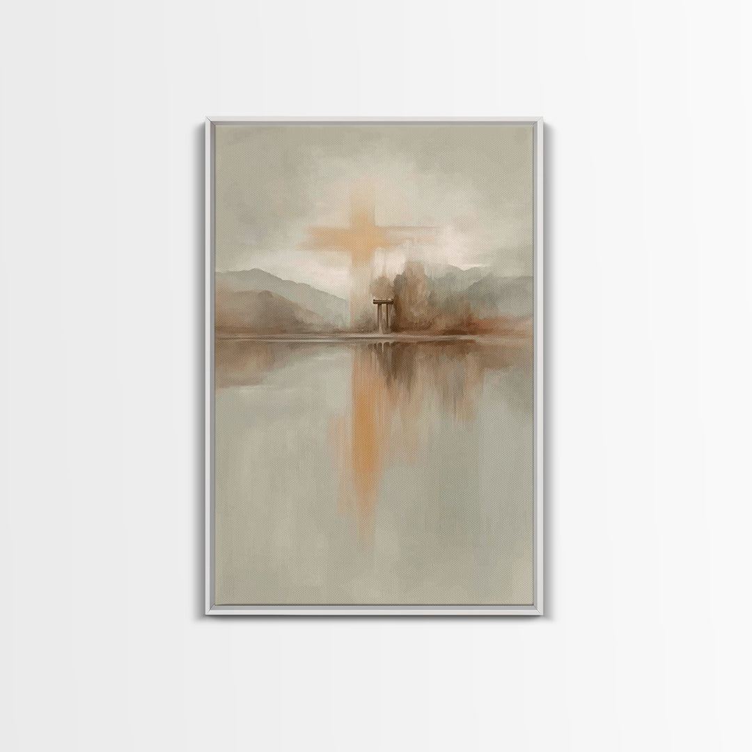 Radiant Hill Cross – Framed Canvas Print – Christian Wall Art – Christian Art Canvas – Minimalist Christian Art – Christian Art Print – Chr