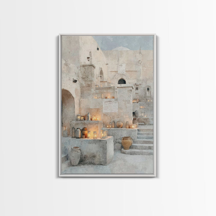 Bethlehem Lantern Court – Framed Canvas Print – Christian Christmas Art – Christmas Art Prints – Christian Wall Art – Christian Art Canvas