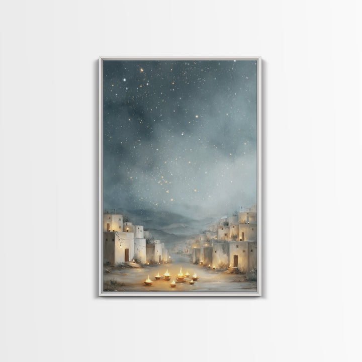 Starry Bethlehem Sky – Framed Canvas Print – Christmas Wall Art – Christian Art Canvas – Framed Christmas Art – Christian Christmas Art – C