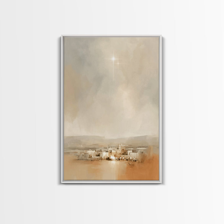 Bethlehem Glow – Framed Canvas Print – Christian Art Canvas – Christmas Wall Art – Christian Christmas Art – Minimalist Christian Art