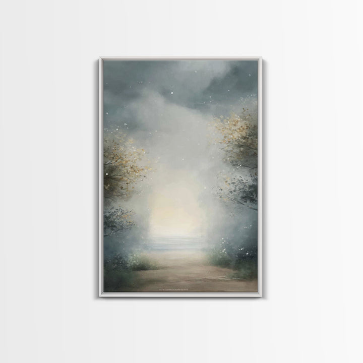 Heavenly Mist Escape, Framed Canvas Print, Christian Art Canvas, Christian Wall Art, Modern Christian Art, Subtle Christian Art, Christmas