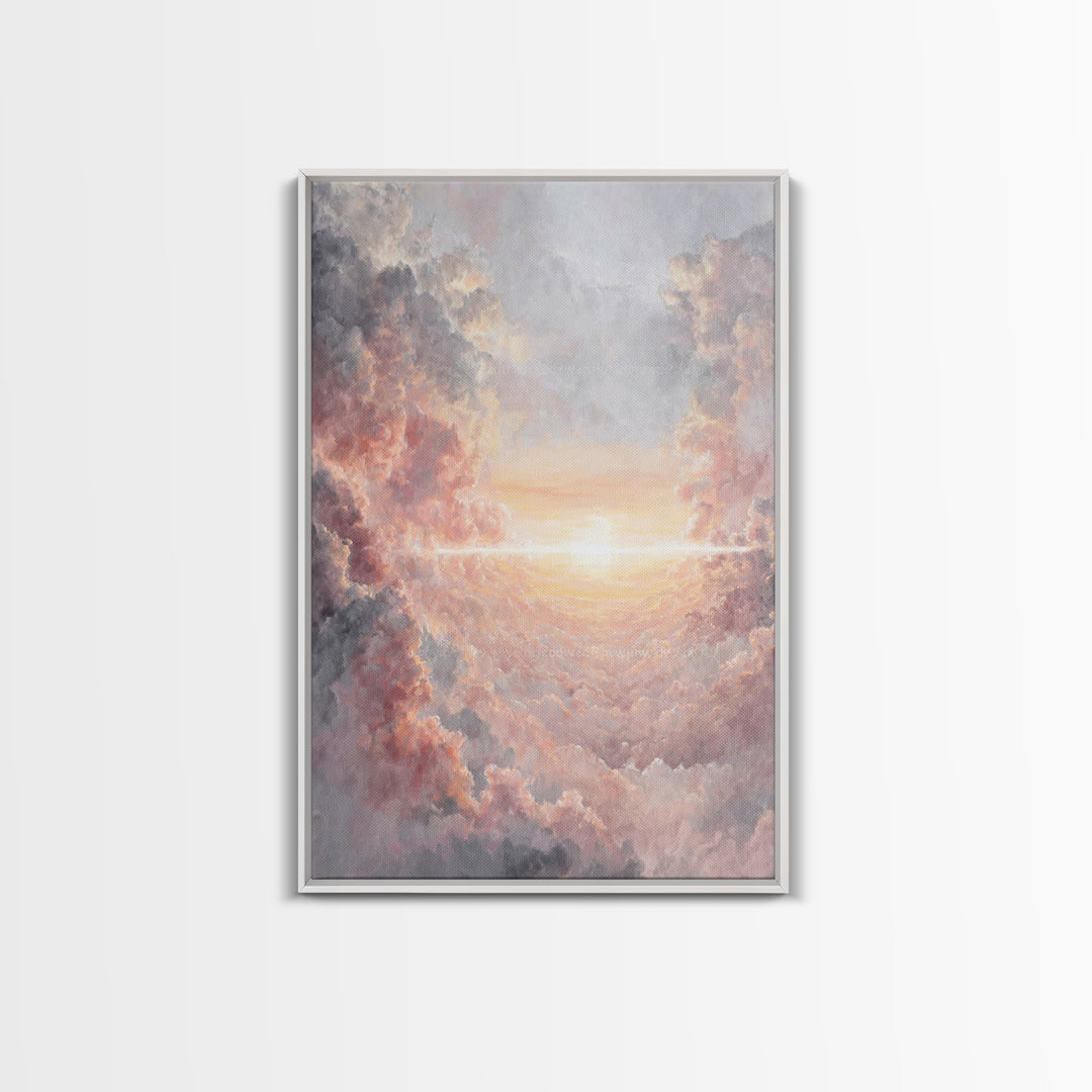 Celestial Sunrise Glow, Framed Canvas Print, Christian Art Canvas, Christian Christmas Art, Christian Wall Art, Large Christian Art, Subtle