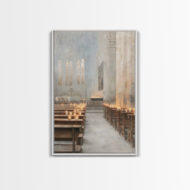 Candlelit Reverence, Framed Canvas Print, Christian Wall Art, Christian Art Work, Subtle Christian Paintings, Christian Decor For Home, Chr