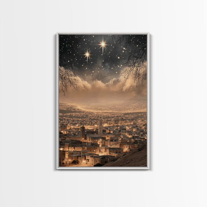 Silent Star – Framed Canvas Print – Christian Art Painting – Christmas Art Prints – Christian Wall Art – Subtle Christian Paintings