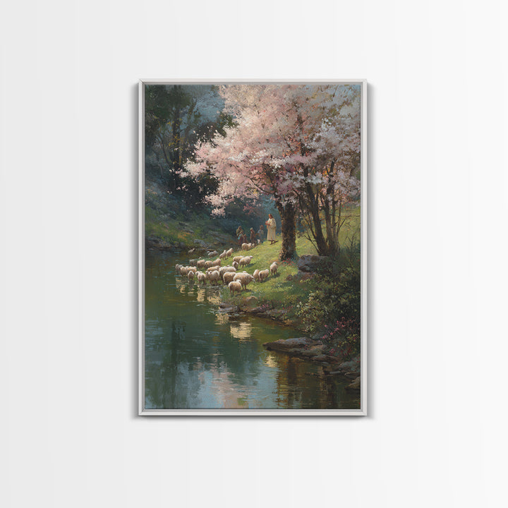 Blossoms Of Grace | Framed Canvas Print | Jesus Painting | Christian Wall Art | Christian Art Canvas | Christian Christmas Art