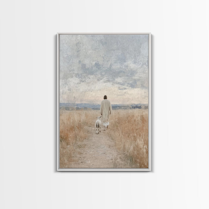 Shepherd’s Calm | Framed Canvas Print | Jesus Painting | Christian Art | Christian Wall Art | Moody Christian Art