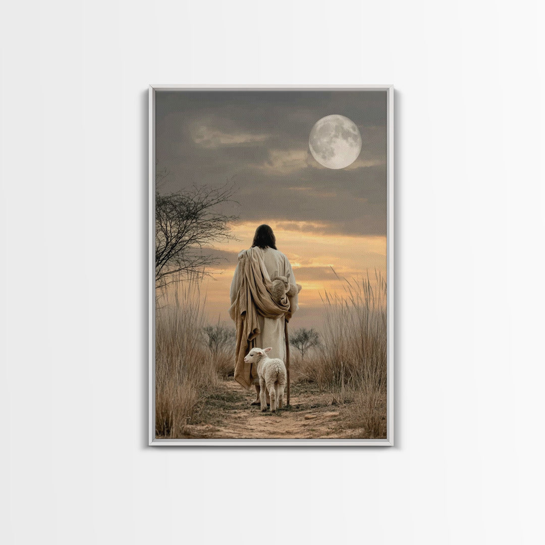 Sacred Stillness | Framed Canvas Print | Christian Art Print | Jesus Painting | Modern Christian Art | Christian Decor