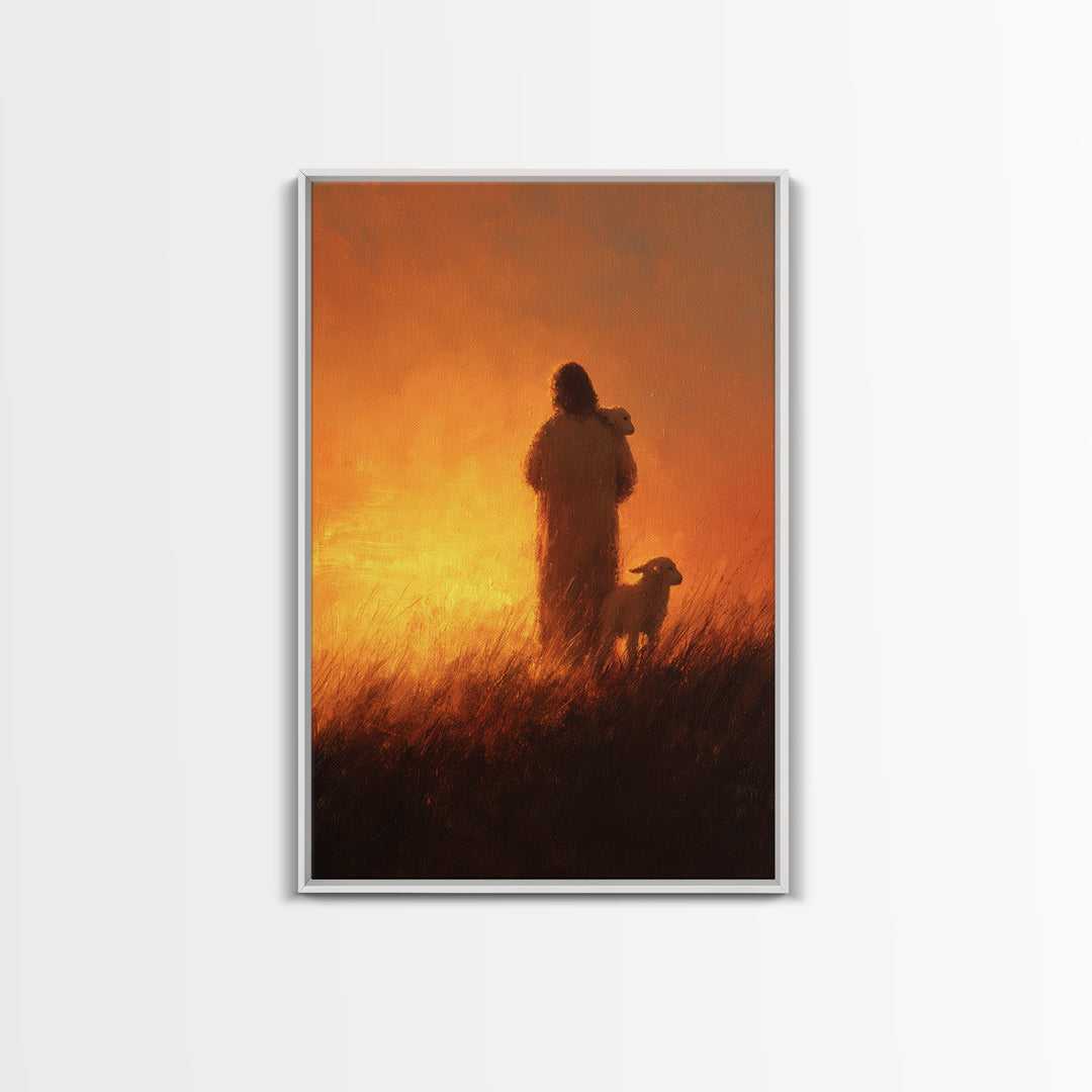 Moonlit Grace | Framed Canvas Print | Jesus Art Print | Christian Wall Art | Christian Art Canvas | Christmas Art Prints