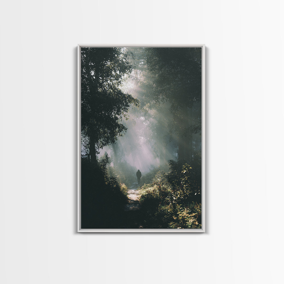 Forest Light – Framed Canvas Print – Christian Art – Moody Christian Art – Christian Art Canvas – Christian Wall Art – Jesus Painting
